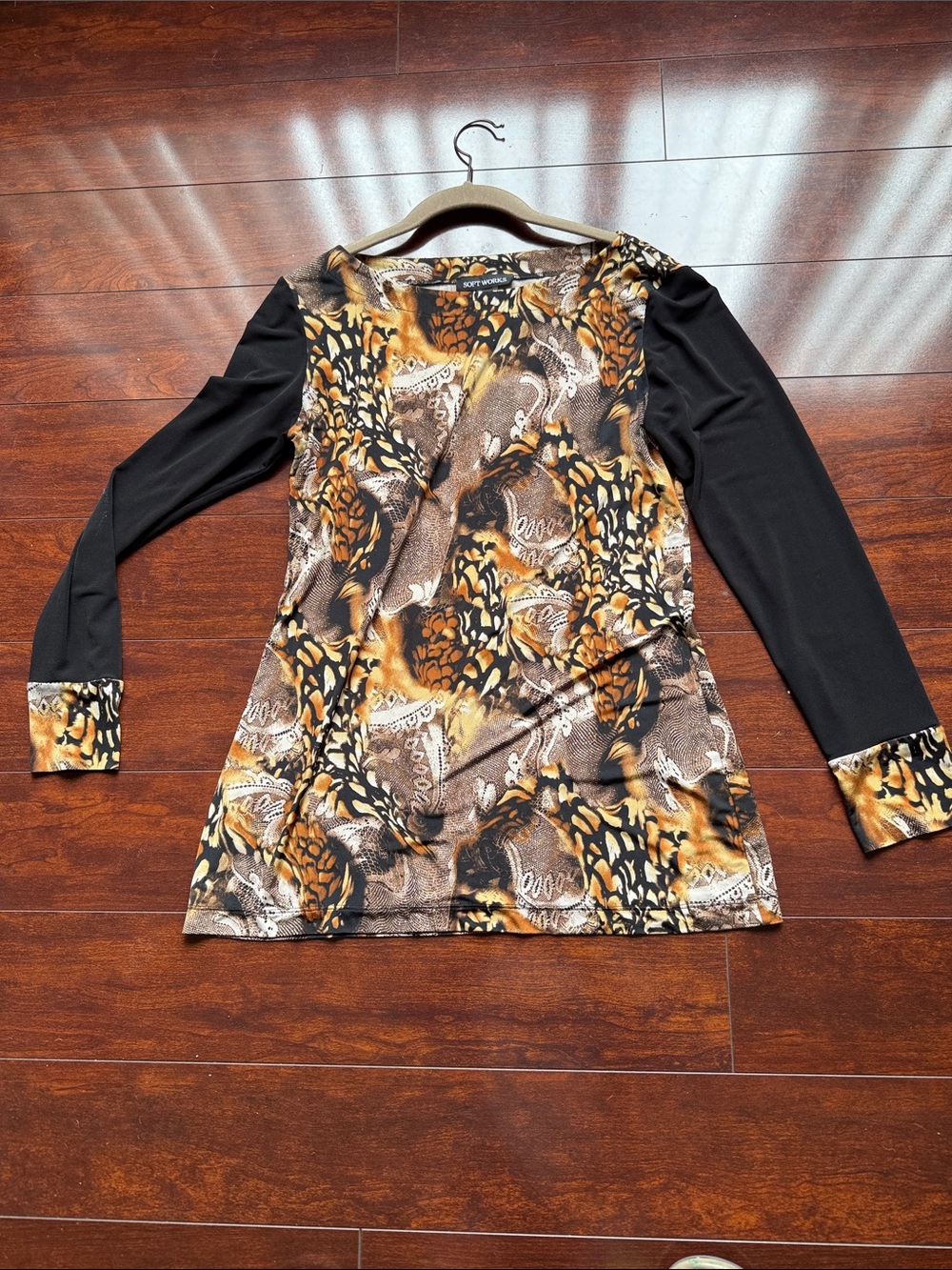 Softworks Black & Brown Printed Long-Sleeve Tunic
